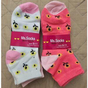 Women's Ankle Socks, Sunflower Print, 6-pack